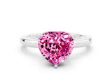 White gold Heart Cut Pink Sapphire Solitaire Ring with Thin Band and Prong Setting_36