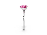 White gold Heart Cut Pink Sapphire Solitaire Ring with Thin Band and Prong Setting_38