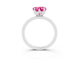White gold Heart Cut Pink Sapphire Solitaire Ring with Thin Band and Prong Setting_39
