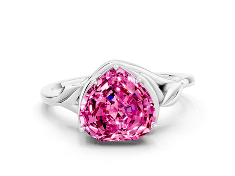White gold Heart Cut Pink Sapphire Solitaire Ring with Twist Band and Four-Prong Setting_36