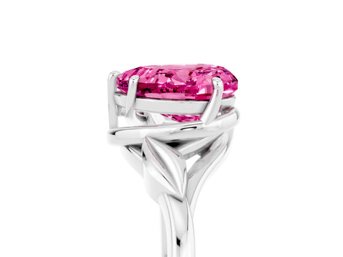 White gold Heart Cut Pink Sapphire Solitaire Ring with Twist Band and Four-Prong Setting_41