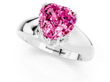 White gold Heart Cut Pink Sapphire Solitaire Ring with Wide Band and Prong Setting_25