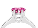 White gold Heart Cut Pink Sapphire Solitaire Ring with Wide Band and Prong Setting_28