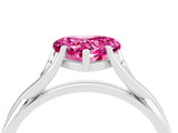 White gold Heart Cut Pink Sapphire Solitaire Twist Band Prong Setting Ring_106