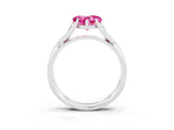 White gold Heart Cut Pink Sapphire Solitaire Twist Band Prong Setting Ring_110