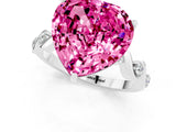 White gold Heart Cut Pink Sapphire Solitaire Twisted Band with Round  Accents and Prong Setting_13