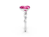 White gold Heart Cut Pink Sapphire Solitaire Twisted Band with Round  Accents and Prong Setting_14