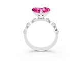 White gold Heart Cut Pink Sapphire Solitaire Twisted Band with Round  Accents and Prong Setting_15
