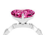 White gold Heart Cut Pink Sapphire Solitaire Twisted Band with Round  Accents and Prong Setting_16