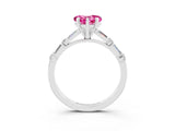 White gold Heart Cut Pink Sapphire Solitaire with Side Baguettes and Channel Set Band_27