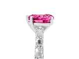 White gold Heart Cut Pink Sapphire Solitaire with Side Baguettes and Channel Set Band_29