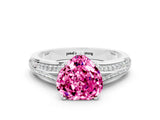 White gold Heart Cut Pink Sapphire Split Shank Engagement Ring with Pavé Band_24