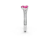 White gold Heart Cut Pink Sapphire Split Shank Engagement Ring with Pavé Band_26