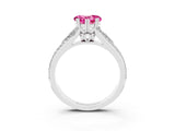 White gold Heart Cut Pink Sapphire Split Shank Engagement Ring with Pavé Band_27