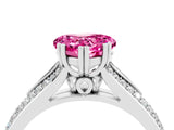 White gold Heart Cut Pink Sapphire Split Shank Engagement Ring with Pavé Band_28