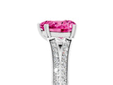 White gold Heart Cut Pink Sapphire Split Shank Engagement Ring with Pavé Band_29