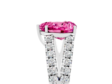 White gold Heart Cut Pink Sapphire Split Shank Pavé Engagement Ring with Four-Prong Setting_17