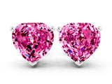 White gold Heart Cut Pink Sapphire Stud Earrings_24