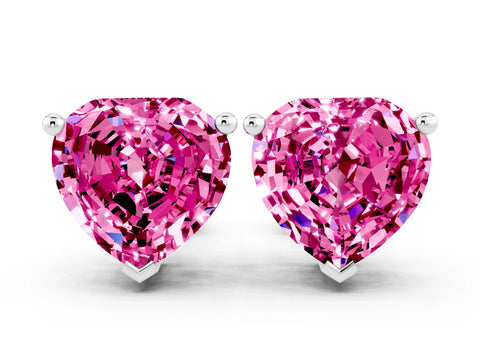 White gold Heart Cut Pink Sapphire Stud Earrings_24