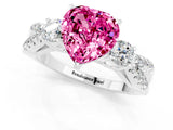 White gold Heart Cut Pink Sapphire Three-Stone Ring with Pavé Split Shank and Four-Prong Setting_43
