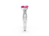 White gold Heart Cut Pink Sapphire Three-Stone Ring with Pavé Split Shank and Four-Prong Setting_44