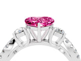 White gold Heart Cut Pink Sapphire Three-Stone Ring with Pavé Split Shank and Four-Prong Setting_46