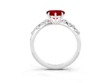 White gold Heart Cut Ruby Cluster Side Stone Solitaire Ring with Prong Setting_27