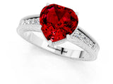 White gold Heart Cut Ruby Engagement Ring with Milgrain Channel Set Band and Prong Setting_1
