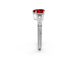 White gold Heart Cut Ruby Engagement Ring with Milgrain Channel Set Band and Prong Setting_2