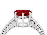White gold Heart Cut Ruby Engagement Ring with Milgrain Channel Set Band and Prong Setting_4