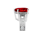 White gold Heart Cut Ruby Engagement Ring with Milgrain Channel Set Band and Prong Setting_5