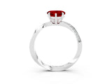 White gold Heart Cut Ruby Engagement Ring with Side Stone Accents and Four-Prong Setting_39