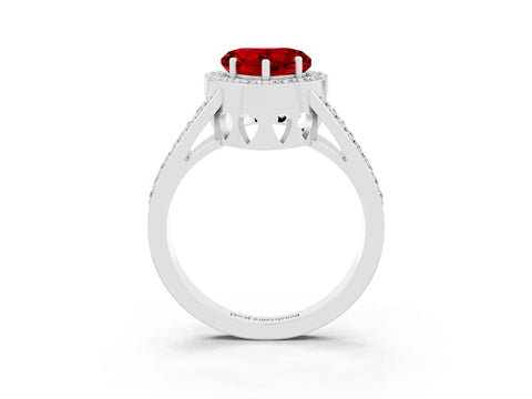 White gold Heart Cut Ruby Halo Ring with Split Shank U-Prong Band and Four-Prong Setting_3