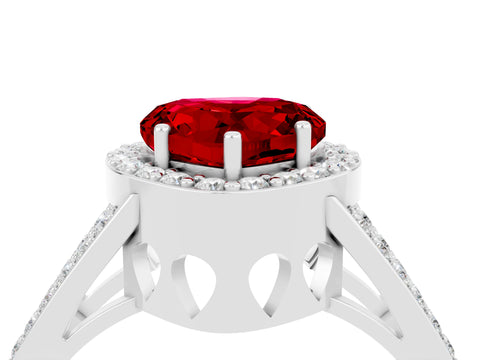 White gold Heart Cut Ruby Halo Ring with Split Shank U-Prong Band and Four-Prong Setting_4