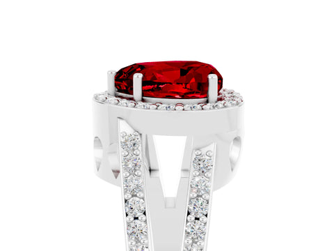 White gold Heart Cut Ruby Halo Ring with Split Shank U-Prong Band and Four-Prong Setting_5