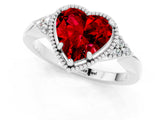 White gold Heart Cut Ruby Halo Ring with Tapered Band and Four-Prong Setting_1