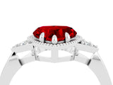 White gold Heart Cut Ruby Halo Ring with Tapered Band and Four-Prong Setting_4