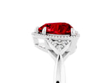 White gold Heart Cut Ruby Halo Ring with Tapered Band and Four-Prong Setting_5