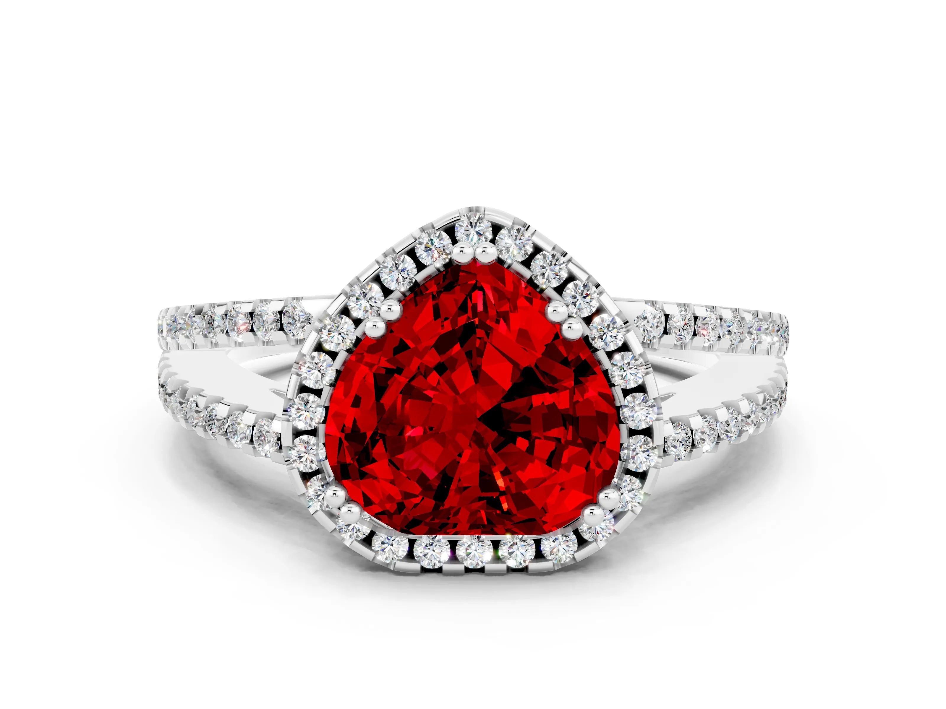 White gold Heart Cut Ruby Halo Split Shank Engagement Ring_12