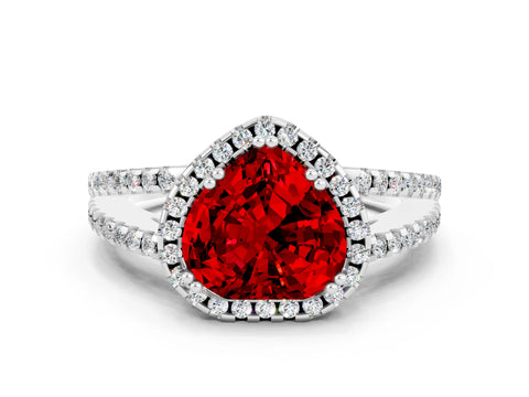 White gold Heart Cut Ruby Halo Split Shank Engagement Ring_12