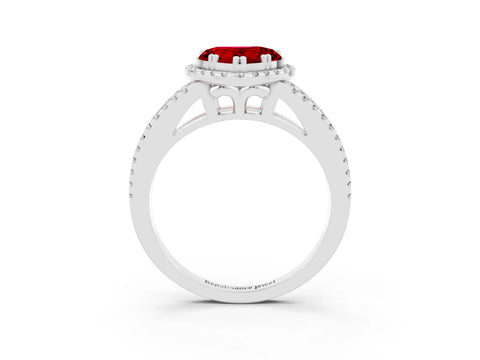 White gold Heart Cut Ruby Halo Split Shank Engagement Ring_15