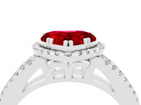 White gold Heart Cut Ruby Halo Split Shank Engagement Ring_16