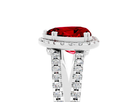 White gold Heart Cut Ruby Halo Split Shank Engagement Ring_17