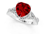 White gold Heart Cut Ruby Halo Twist Band Solitaire Prong Setting Ring_1