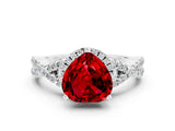 White gold Heart Cut Ruby  Halo Twist Band Solitaire Prong Setting Ring_24