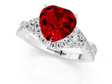 White gold Heart Cut Ruby  Halo Twist Band Solitaire Prong Setting Ring_25