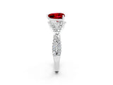 White gold Heart Cut Ruby  Halo Twist Band Solitaire Prong Setting Ring_26