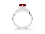 White gold Heart Cut Ruby  Halo Twist Band Solitaire Prong Setting Ring_27