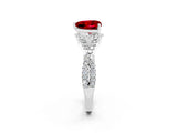 White gold Heart Cut Ruby Halo Twist Band Solitaire Prong Setting Ring_2