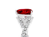 White gold Heart Cut Ruby  Halo Twist Band Solitaire Prong Setting Ring_59